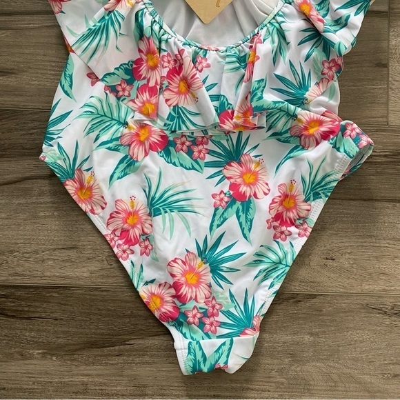 NEW Cabana Del Sol Rifle Trim One Piece Swimsuit White Pink Women’s Size Medium - Picture 6 of 8